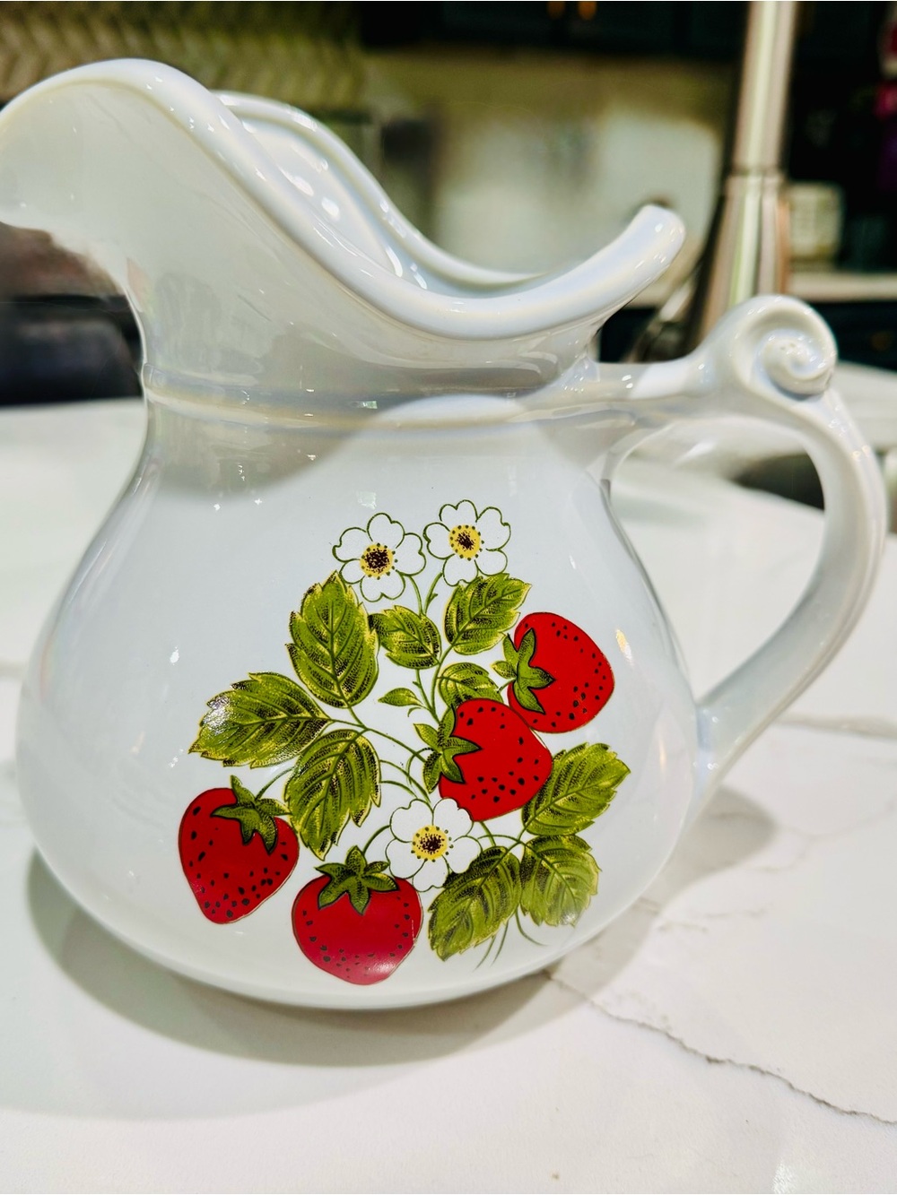 Mccoy White Ceramic strawberry pitcher